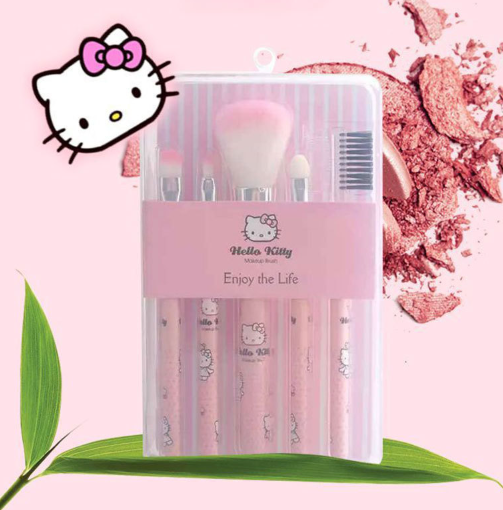 Набор кистей для макияжа Hello Kitty Хеллоу Китти 5шт + повязка в подарок розовый (AN)34117/31457 - Фото 2 Набор кистей для макияжа Hello Kitty Хеллоу Китти 5шт + повязка в подарок розовый (AN)34117/31457 - изображение 2