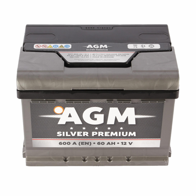 Автомобільний акумулятор AGM Silver Premium (-/+) 12V 60Ah (600A) Euro (AKBLU1051) - изображение 1