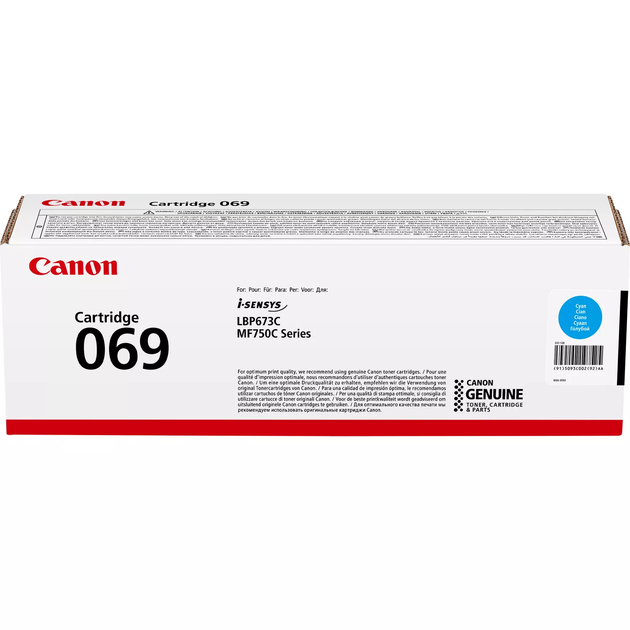 Картридж Canon 069 MF752Cdw/MF754Cdw/LBP673Cdw Cyan (1900 стор) - Фото 1 Картридж Canon 069 MF752Cdw/MF754Cdw/LBP673Cdw Cyan (1900 стор) - изображение 1