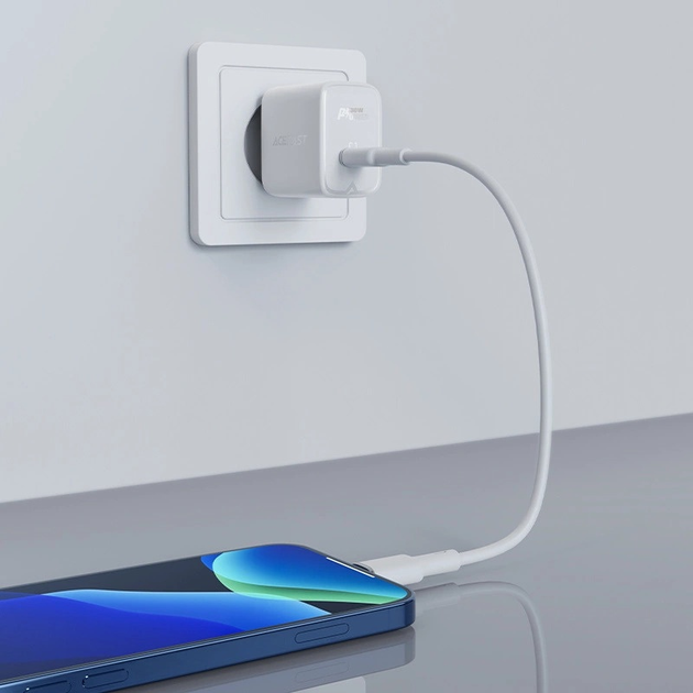 Ładowarka sieciowa Acefast GaN A21 QC 3.0 30W USB Type-C White (6974316281139) - obraz 5