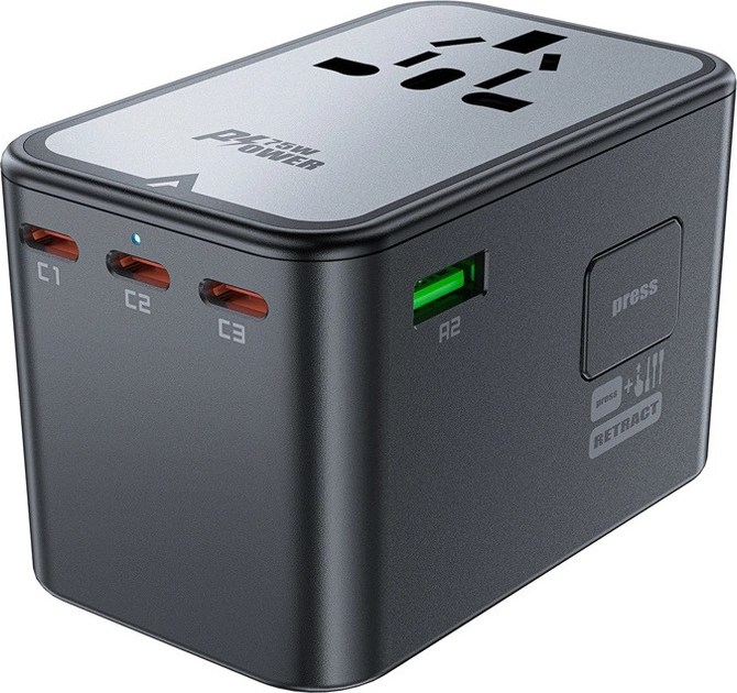 Ładowarka sieciowa podróżna Acefast Z1 3 x USB-C 2 x USB-A 75 W US/EU/UK/AU Black (6974316282495) - obraz 7