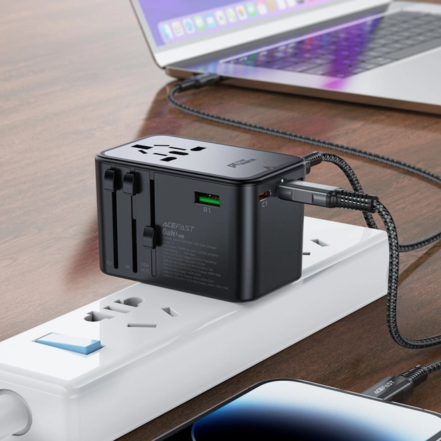 Ładowarka sieciowa podróżna Acefast Z1 3 x USB-C 2 x USB-A 75 W US/EU/UK/AU Black (6974316282495) - obraz 10