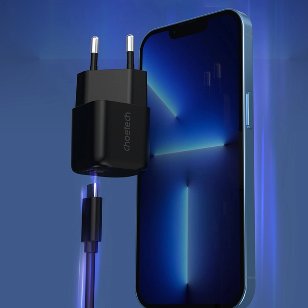 Ładowarka CHOETECH PD5007 GaN USB-C PD 30W Black (6932112101686) - obraz 3