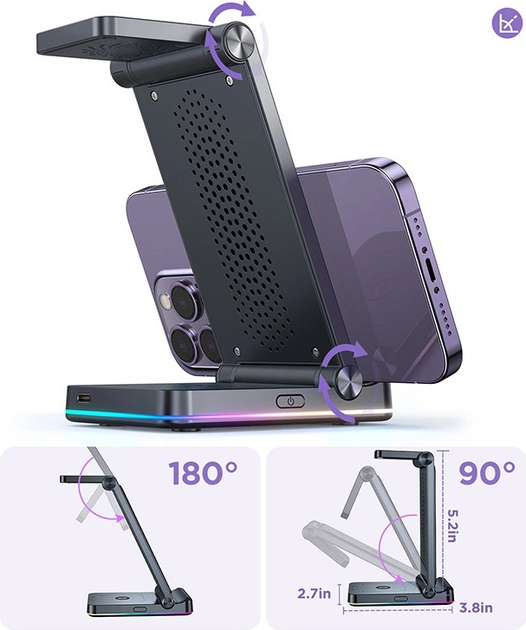 Bezprzewodowa stacja ładowania JOYROOM 15 W do iPhone, Apple Watch i Apple AirPods Black (JR-WQN01) - obraz 7