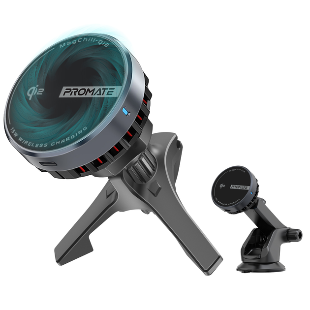 Бездротовий зарядний пристрій Promate MagChill-Qi2 MagSafe Black (magchill-qi2) - зображення 1