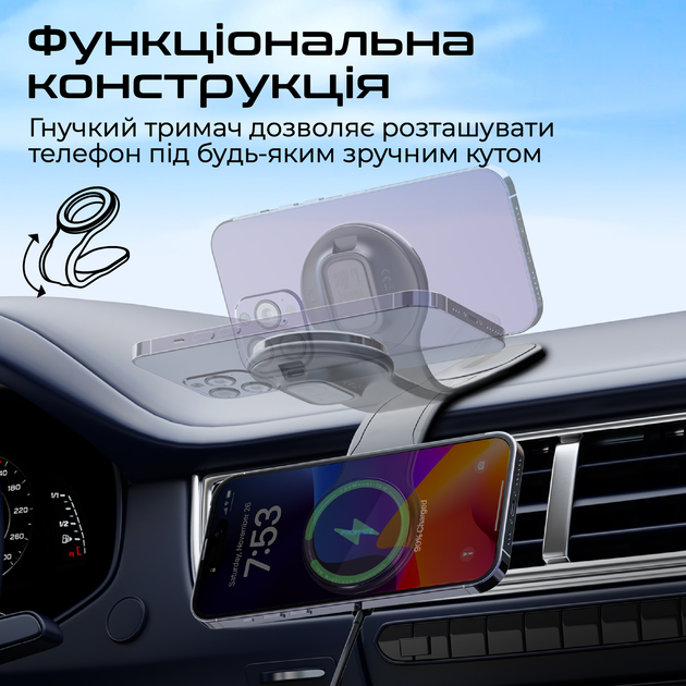 Бездротовий зарядний пристрій Promate Laxmount-15W MagSafe Black (laxmount-15w) - зображення 4