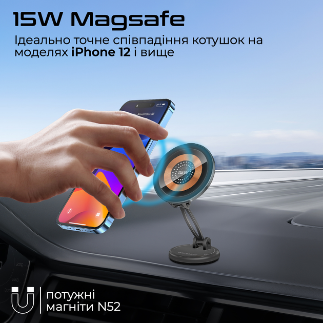 Бездротовий зарядний пристрій Promate Magnus2-Qi MagSafe Black (magnus2-qi) - зображення 3