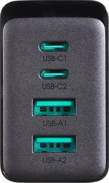 Мережевий зарядний пристрій JOYROOM TCG02 2 x USB-C 2 x USB-A 67 W + кабель USB C – USB C 1.2 м Black (6956116742492) - зображення 6