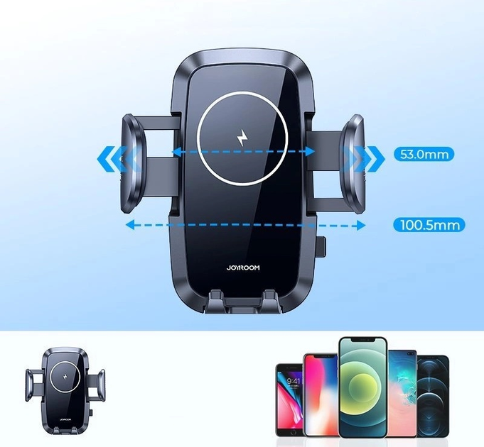 Uchwyt samochodowy z bezprzewodową ładowarką JOYROOM JR-ZS241 Qi 15 W Black (6941237152183) - obraz 6