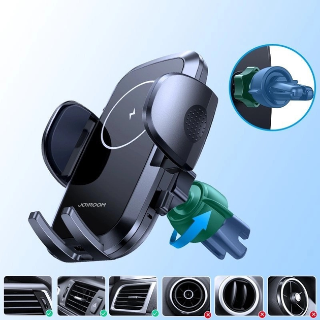 Uchwyt samochodowy z bezprzewodową ładowarką JOYROOM JR-ZS241 Qi 15 W Black (6941237152183) - obraz 7