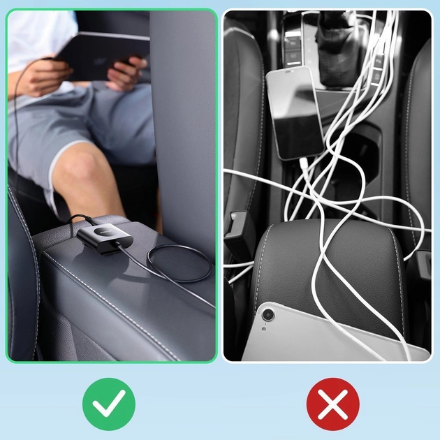 Автомобільний зарядний пристрій з кабелем USB-C Joyroom JR-CL07 3 в 1 USB-C + USB-A 60 Вт 1.6 м Black (6941237172860) - зображення 7