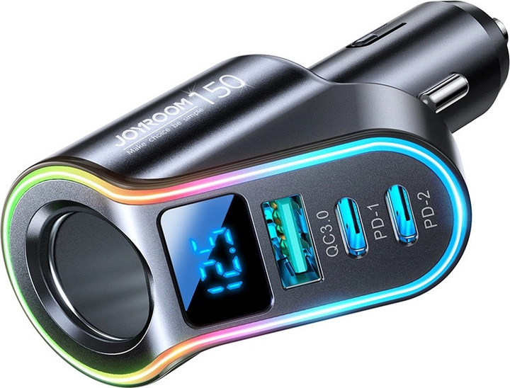 Ładowarka samochodowa Joyroom JR-CL21 4 w 1 USB-A + 2 x USB-C 150 W Black (6941237114273) - obraz 3