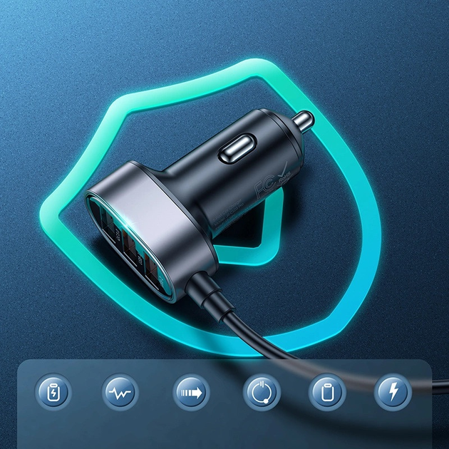 Автомобільний зарядний пристрій з подовжувачем Joyroom JR-CL03 Pro 5 x USB-A 45 Вт 1.5 м Black (6956116735463) - зображення 5