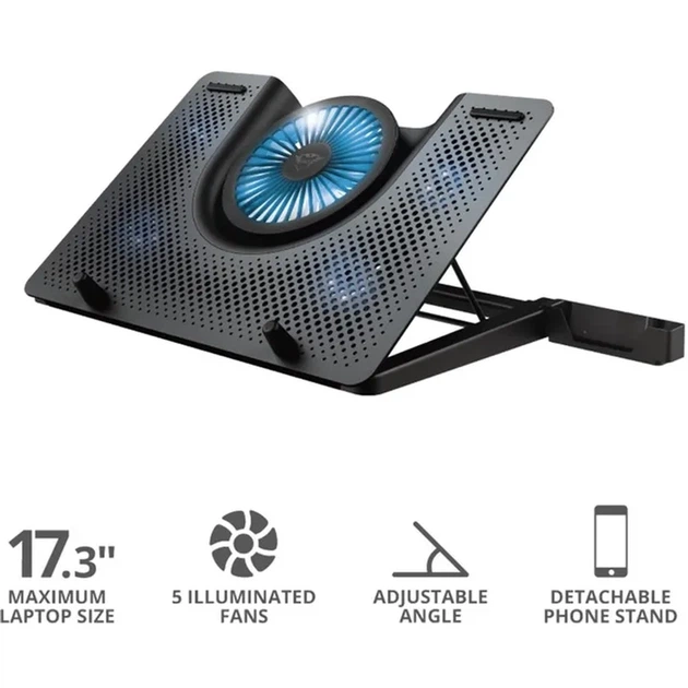 Підставка для ноутбуків Trust GXT 1125 Quno, до 17.3", BLUE LED, чорний - изображение 7