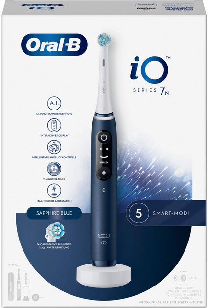 Elektryczna szczoteczka do zębów Oral-B iO 7N Niebieska + Brush Head + TC (4210201409312) - obraz 3