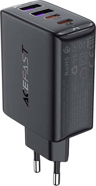 Ładowarka sieciowa Acefast A61 GaN PD 45 W 2 x USB-C + 2 x USB-A Black (6974316282754) - obraz 3