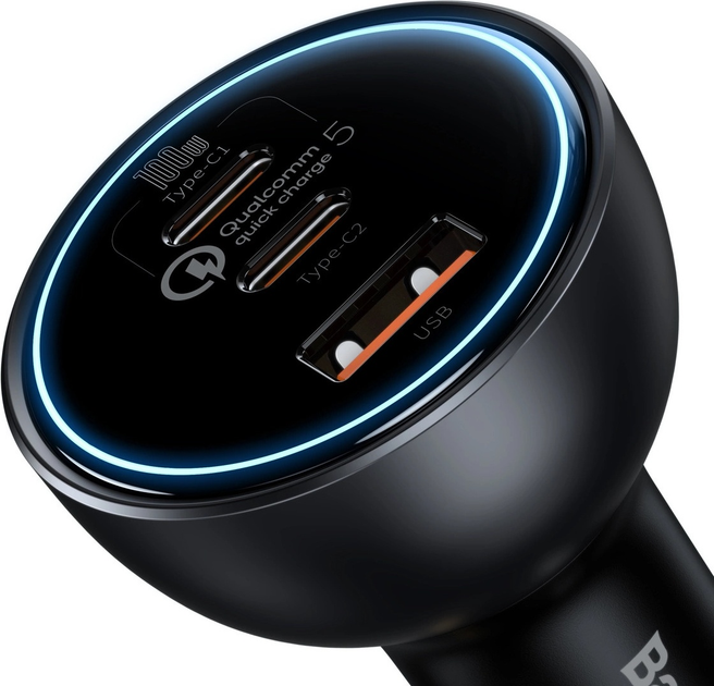 Ładowarka samochodowa Baseus USB-A + 2 x USB-C 160 W Black (TZCCZM-0G) - obraz 3