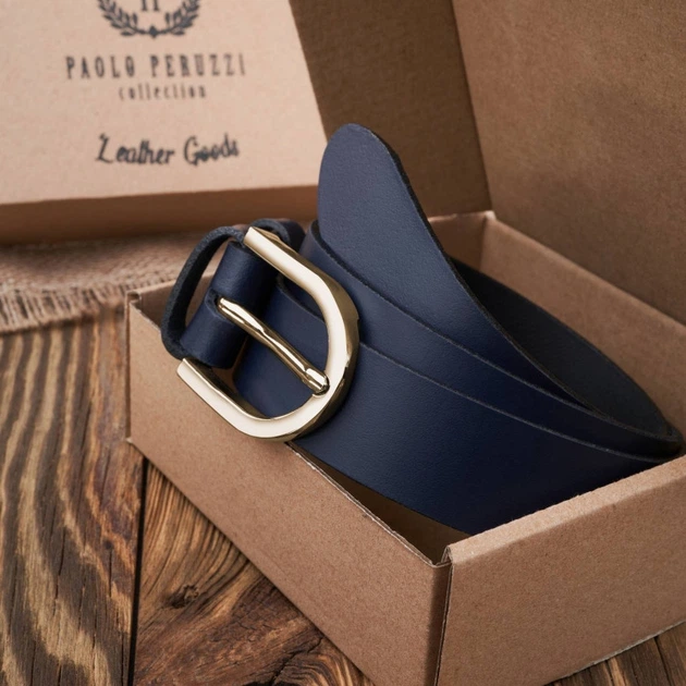 Pasek damski skórzany z klamrą Paolo Peruzzi PG-01-DBZ 110 cm Granatowy (5905567215117) - obraz 5