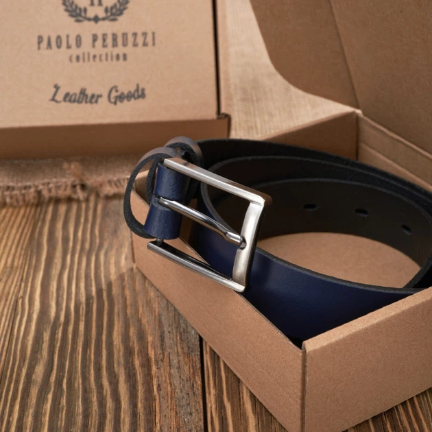 Pasek męski skórzany z klamrą Paolo Peruzzi PG-03-DBBL 100 cm Granatowy (5905567214936) - obraz 5