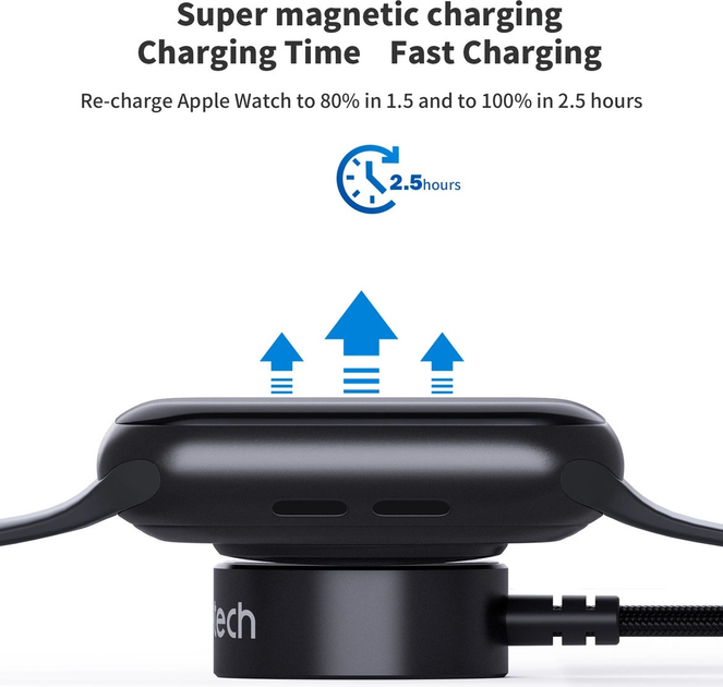 Ładowarka indukcyjna CHOETECH T319 USB-C MFI dla Apple Watch 5 W Black (6932112102454) - obraz 3