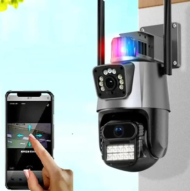 Уличная охранная поворотная WIFI камера Generic Dual Lens Zoom 8MP сирена, зум, iCSee удаленным доступом онлайн - Фото 4 Уличная охранная поворотная WIFI камера Generic Dual Lens Zoom 8MP сирена, зум, iCSee удаленным доступом онлайн - изображение 4