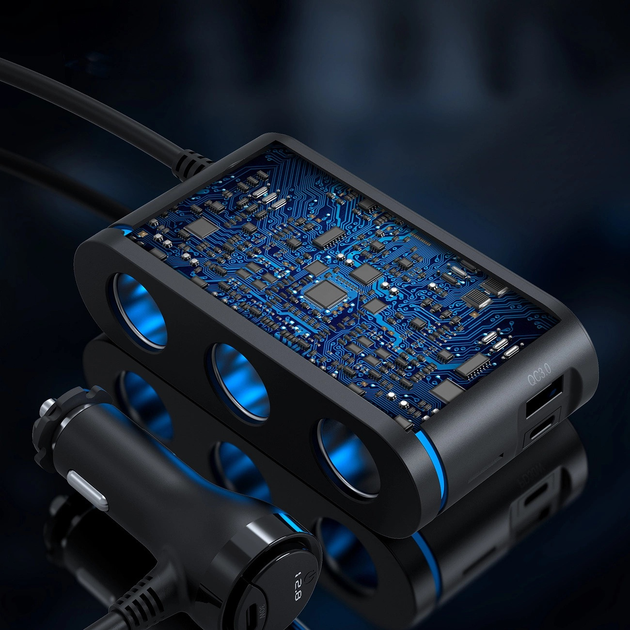 Ładowarka samochodowa CHOETECH TC0021 2x USB-C PD 1x USB-A QC 3x gniazdo zapalniczki Black (6932112105912) - obraz 9
