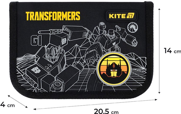 Пенал шкільний без наповнення Kite Transformers Generations 1 відділення 1 відворот 20.5х14х4 см Чорний (TF25-621) - зображення 3