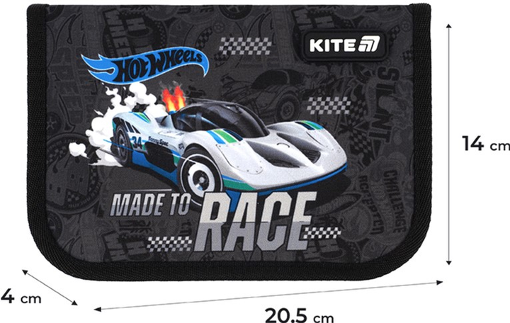 Пенал шкільний без наповнення Kite Hot Wheels 1 відділення 1 відворот 20.5х14х4 см Сірий (HW25-621) - зображення 3