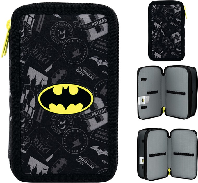 Пенал шкільний без наповнення Kite DC Batman 2 відділення 20x12x4.5 см Чорний (DC25-623) - зображення 2
