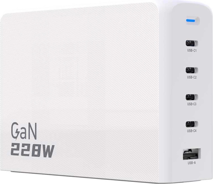 Ładowarka biurkowa Dudao A228EU GaN 228 W PD 4 x USB-C + USB-A White (6976625331376) - obraz 3