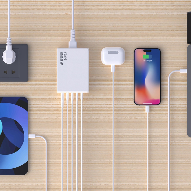 Ładowarka biurkowa Dudao A228EU GaN 228 W PD 4 x USB-C + USB-A White (6976625331376) - obraz 8