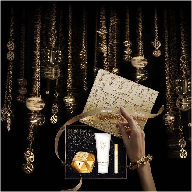 Zestaw damski Paco Rabanne Lady Million Woda perfumowana 80 ml + Balsam do ciała 100 ml + Miniaturka Woda perfumowana 10 ml (3349668635313) - obraz 3