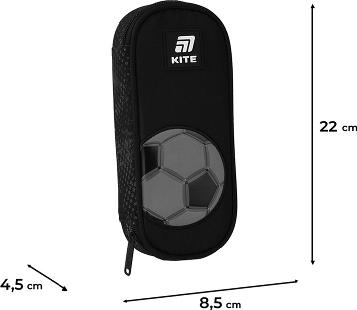 Пенал шкільний Kite Football 22x8.5x4.5 см Чорний (K25-599-4) - зображення 3