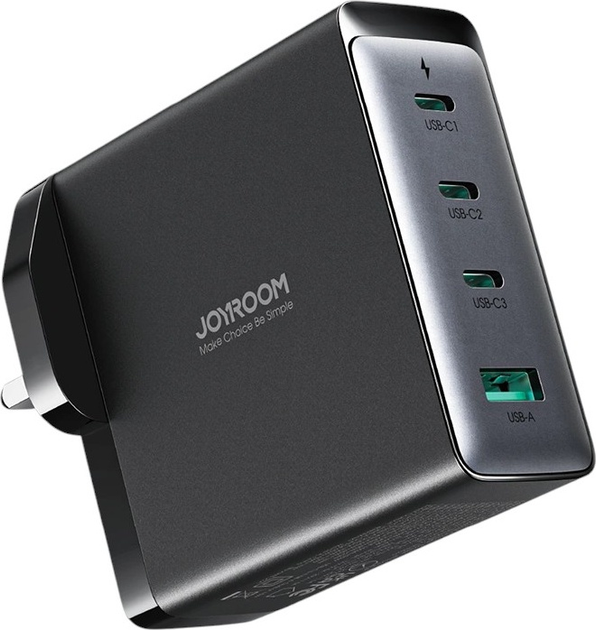 Ładowarka sieciowa JOYROOM GaN 140 W 3 x USB-C + USB-A wtyczka UK Black (JR-TCG05UK) - obraz 5