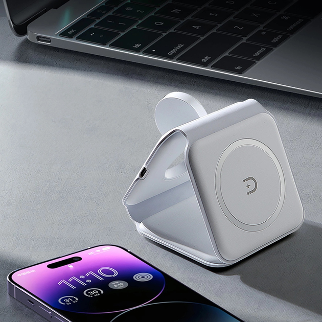 Stacja ładująca Dudao A11N 15 W 3-in-1 z kablem USB-C - USB-C White (6973687249489) - obraz 9