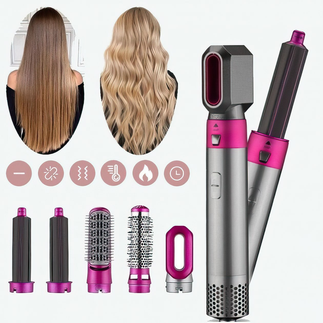 Мультистайлер 5 в 1 hot air styler с насадками стайлер фен щетка браш для завивки укладки волос и придания объема HAIR BRUSH Star23 чехол кейс тубус - изображение 7