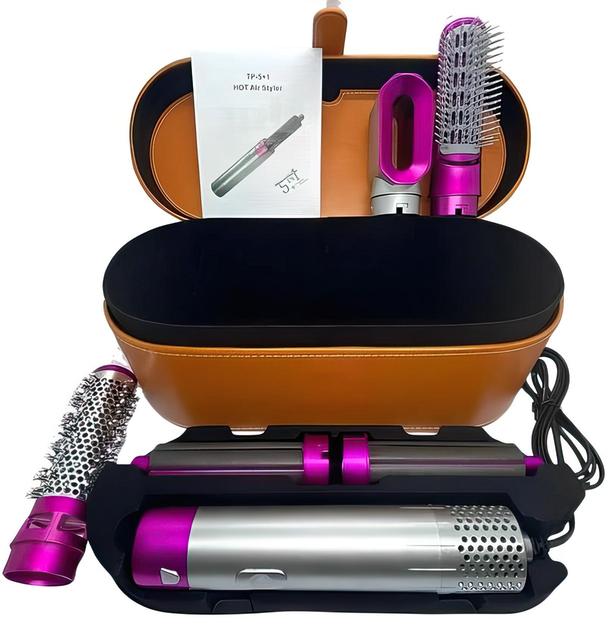 Мультистайлер 5 в 1 hot air styler с насадками стайлер фен щетка браш для завивки укладки волос и придания объема HAIR BRUSH Star23 чехол кейс тубус - изображение 11