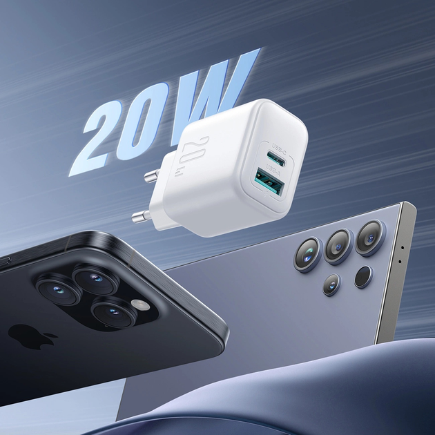Ładowarka sieciowa JOYROOM JR-TCF21 USB-A + USB-C 20 W PD / QC 3.0 White (6956116722807) - obraz 8