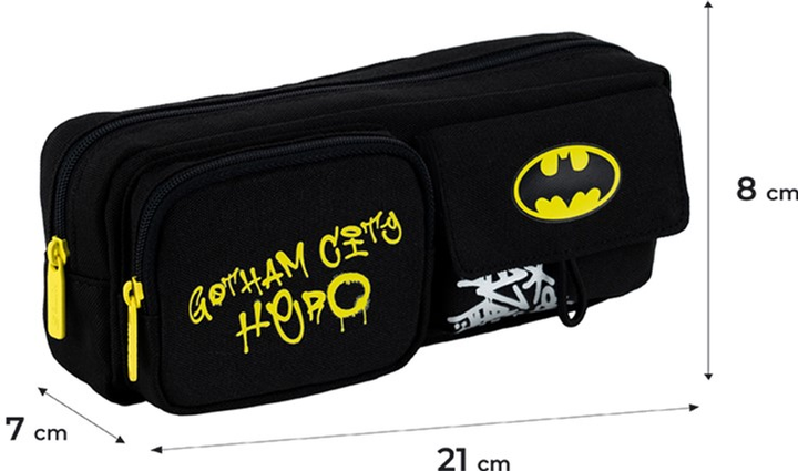 Пенал шкільний Kite DC Batman 8х21х7 см Чорний (DC25-2701) - зображення 3