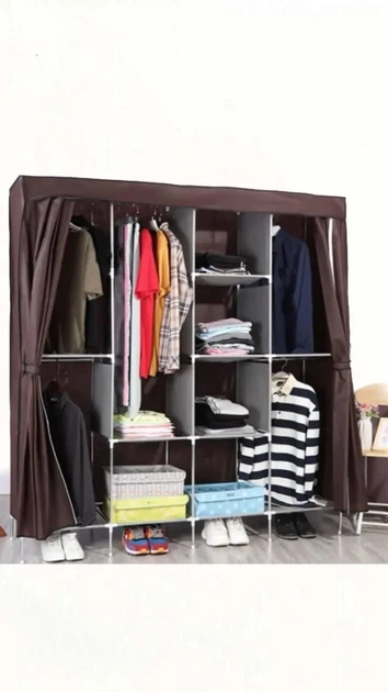 Тканевый шкаф органайзер Storage Wardrobe на 4 секции Коричневый (81901YS903) - изображение 3