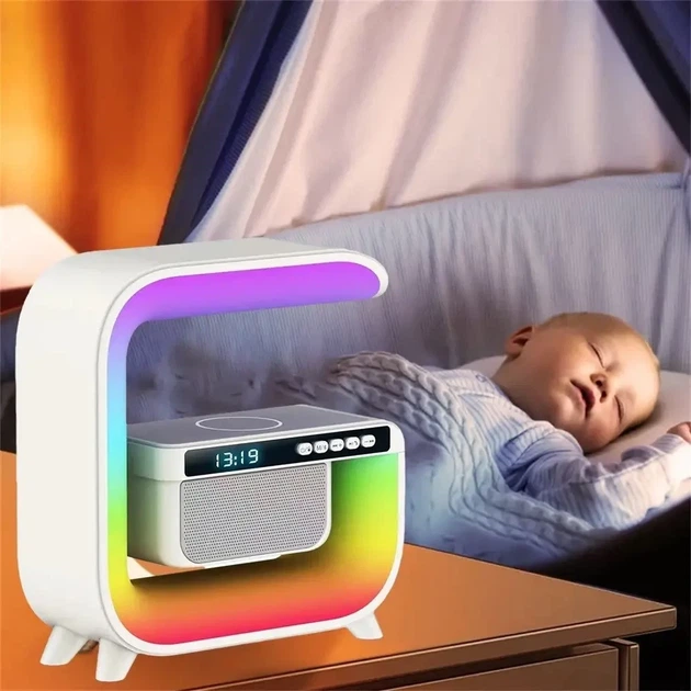 Ночник аккумуляторный RGB G3 с беспроводной зарядкой и Bluetooth колонкой 3W Smart Light Sound Machine (61901TT603) - Фото 3 Ночник аккумуляторный RGB G3 с беспроводной зарядкой и Bluetooth колонкой 3W Smart Light Sound Machine (61901TT603) - изображение 3