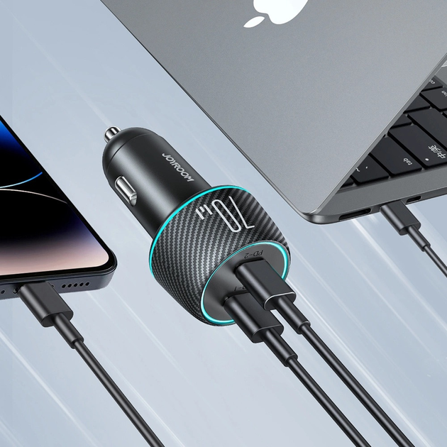 Ładowarka samochodowa JOYROOM JR-CCN02 70 W 2 x USB-C Black (6956116747169) - obraz 4
