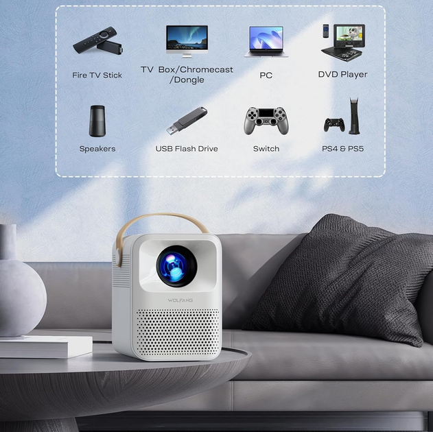 Проектор WOLFANG WP01 Full HD Wi-Fi Bluetooth - изображение 6