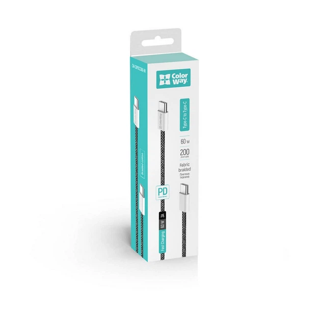 Кабель ColorWay USB Type-C - USB Type-C (M/M), 3.0 А, 2 м, Black (CW-CBPDCC068-BK) - зображення 12