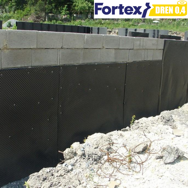 Дренажная мембрана для фундамента Fortex DREN 0,4 2 x 20 м, 40 м2 - изображение 10