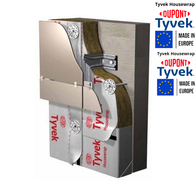 Ветроизоляционная мембрана Tyvek Housewrap 1,5х50 м, 75 м2, 60 г/м2 - изображение 4