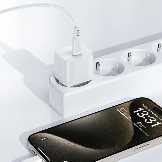 Ładowarka sieciowa Acefast A77 Mini PD 30 W GaN USB-C + kabel USB-C White (6974316282853) - obraz 5