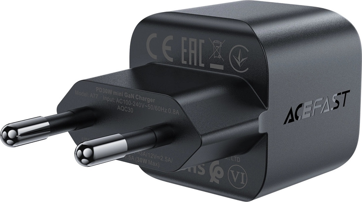 Ładowarka sieciowa Acefast A77 Mini PD 30 W GaN USB-C Black (6974316282662) - obraz 3