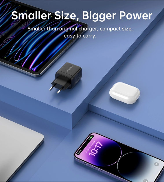 Ładowarka sieciowa CHOETECH PD6051 35 W GaN PD 2 x USB-C White (6932112106100) - obraz 6