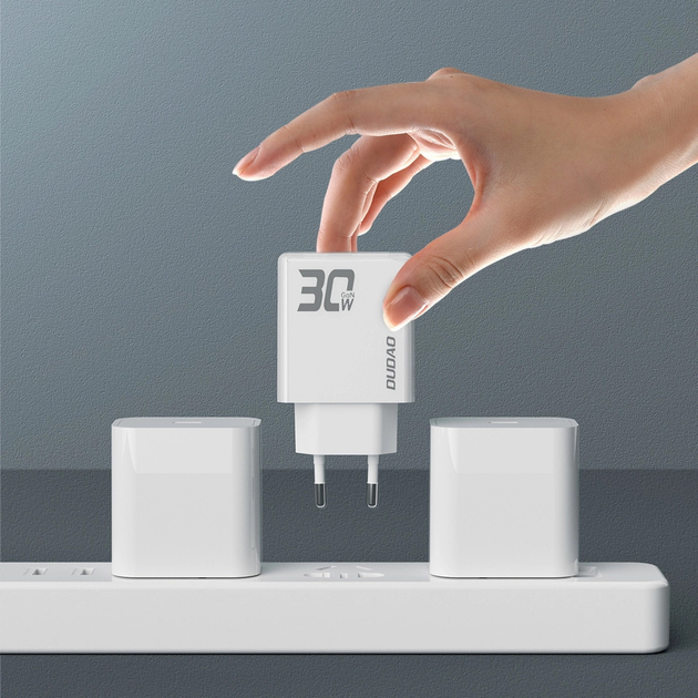 Ładowarka sieciowa Dudao A30EUL 30 W GaN PD USB-C + USB-A + kabel Lightning White (6976625332816) - obraz 6